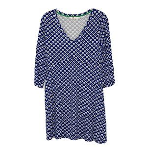 Boden Navy Blue Print Miriam Jersey Tunic 3/4 Sleeves Dress Petite Sz 6 M5